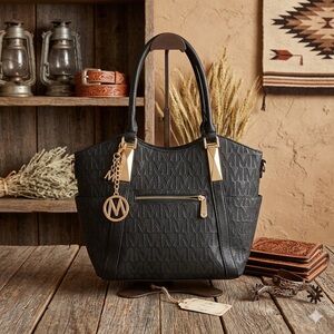 Black Monogram Tote Bag